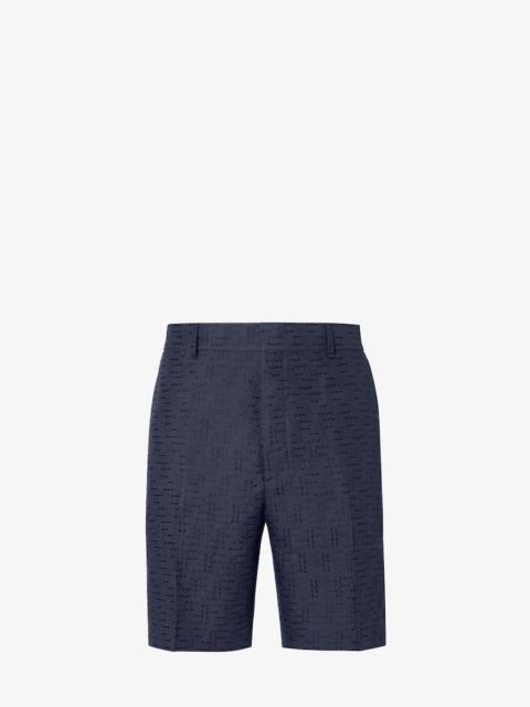 Bermudas Blue linen FF jacquard shorts