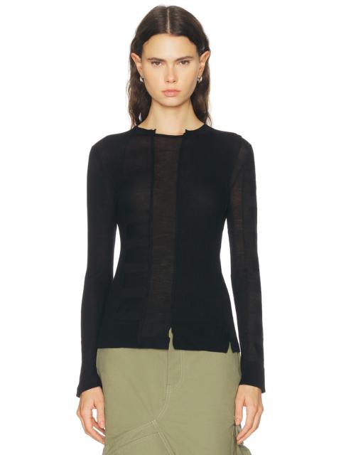 Marc Jacobs Sheer Paneled Knit Long Sleeve Top