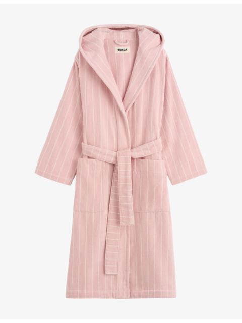 TEKLA Hooded Striped Cotton Bathrobe