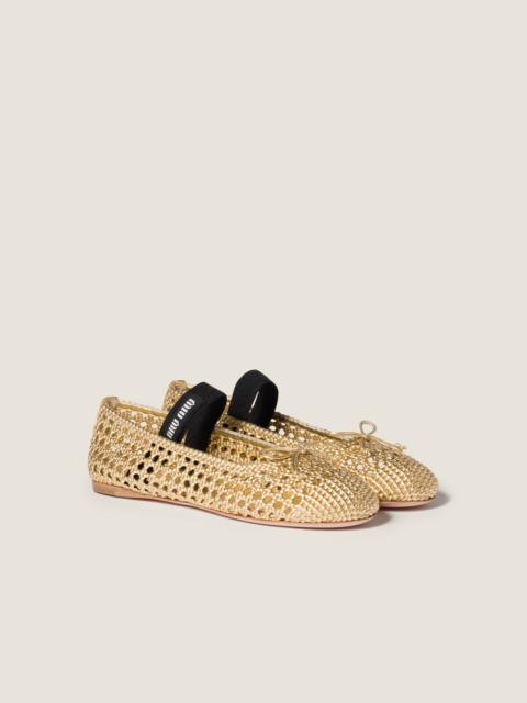 Miu Miu Woven mordoré nappa leather ballerinas