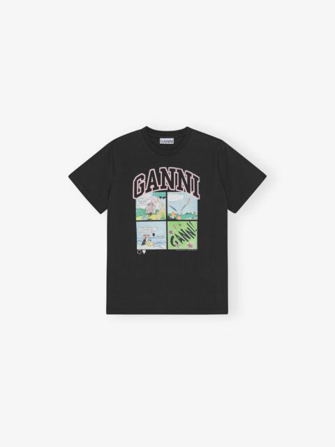 BLACK BASIC JERSEY TEDDY RELAXED T-SHIRT