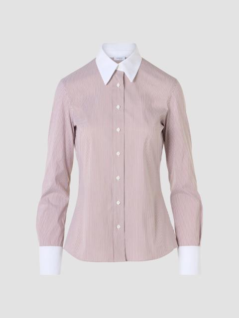 AKRIS Women's Stripe Stretch Cotton Poplin Shirt - Espresso Cream