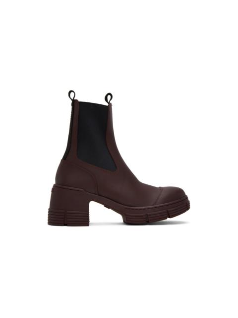 GANNI Burgundy City Boots