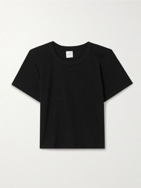 LESET Kelly cropped ribbed stretch-cotton jersey T-shirt Black