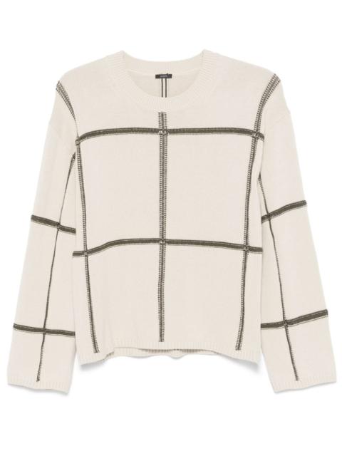 grid crew-neck sweater
