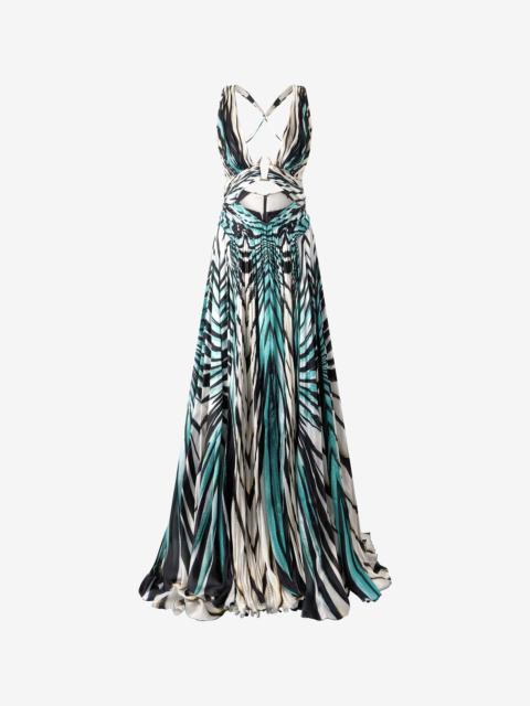 Roberto Cavalli Ray Of Sea Print Maxi Dress Silk