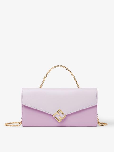 FENDI FF Diamonds Wallet On Chain Lilac leather wallet