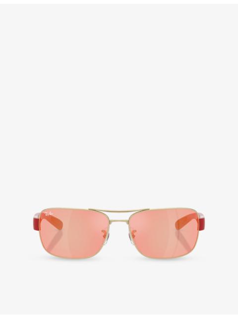 Ray-Ban RB3763M Scuderia Ferrari Square-Frame Metal Sunglasses