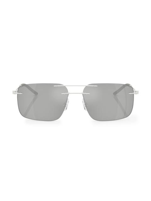 Moncler Men's Orbit 56MM Rectangular Sunglasses - Silver
