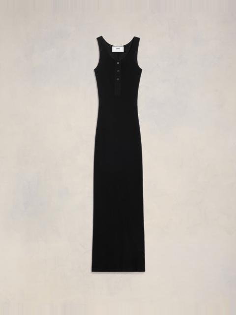 AMI Paris BLACK COTTON LONG DRESS WITH BUTTONS | netdressed
