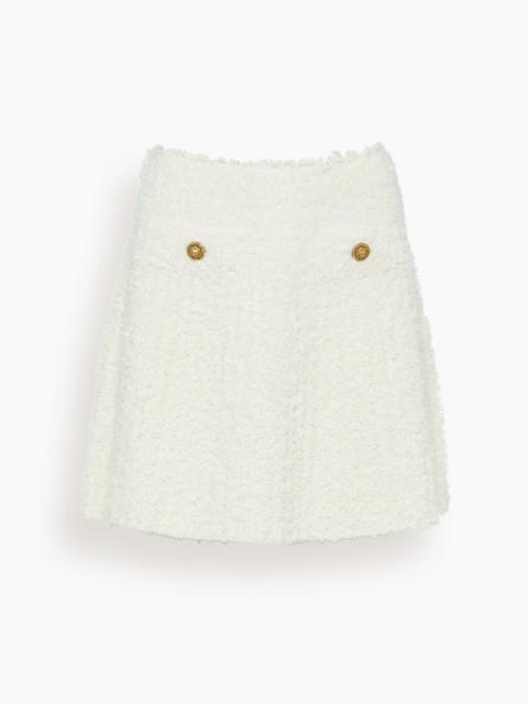 Balmain Light Knit Tweed Skirt in White