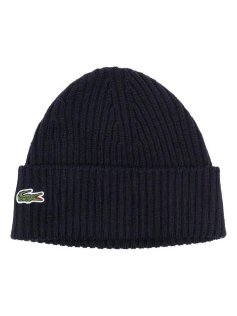 LACOSTE UNISEX RIB KNIT BRUSHED WOOL BEANIE