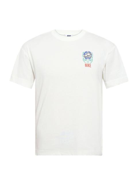 Nike Men's Nike Logo Alphabet Breathable Printing Short Sleeve White T-Shirt DA1490-101