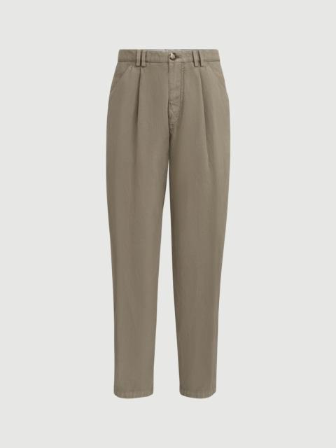 Brunello Cucinelli Garment-dyed trousers in cotton and linen canvas with pleat
