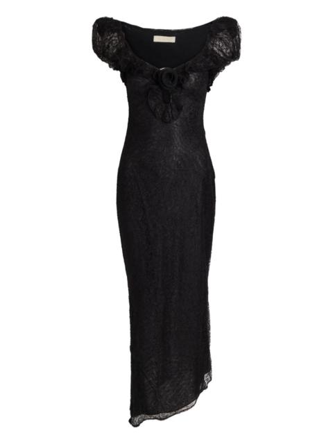 De La Vali floral-lace asymmetrical dress