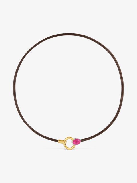 TOUS Two-tone Necklace with Calcite and leather cord TOUS Gem Power