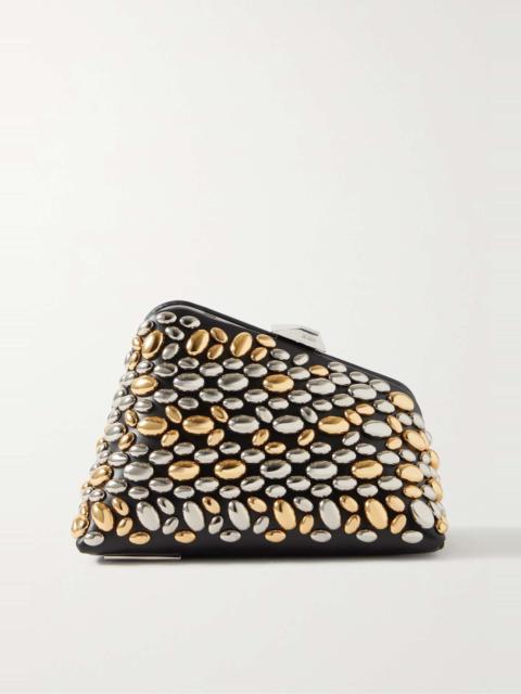 Midnight embellished leather clutch