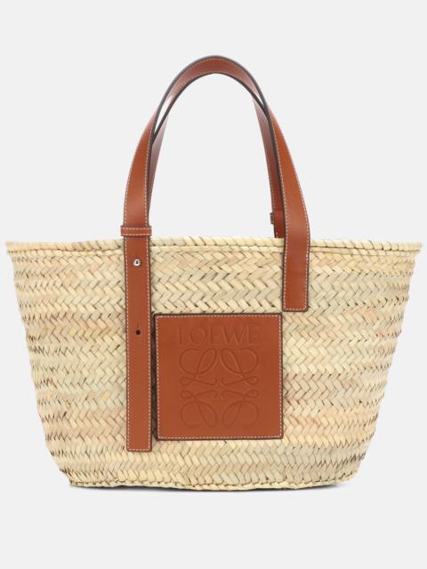 Medium leather-trimmed basket tote