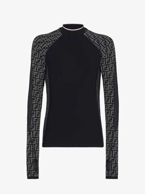 FENDI Black tech fabric T-shirt