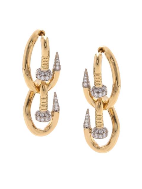DAVID WEBB Diamond Double Bent Nail Earrings