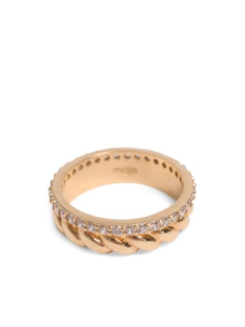 maje crystal-embellished twisted-band ring