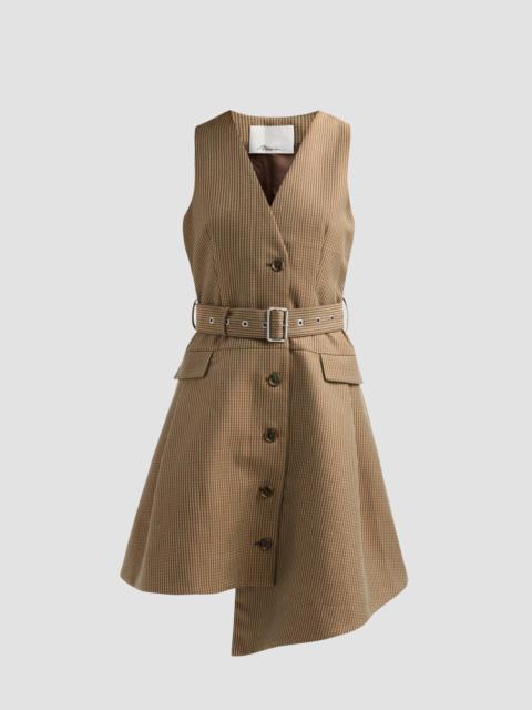 3.1 Phillip Lim Women's Houndstooth Tweed Belted Knee-Length Dress - Sable Multi
