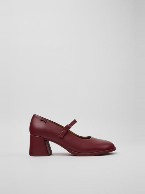 CAMPER Kora Burgundy Leather Ballerinas for Women.
