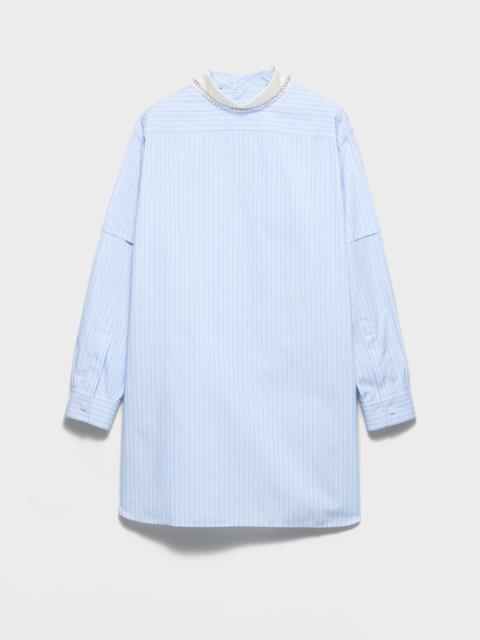 Prada Embroidered striped poplin top