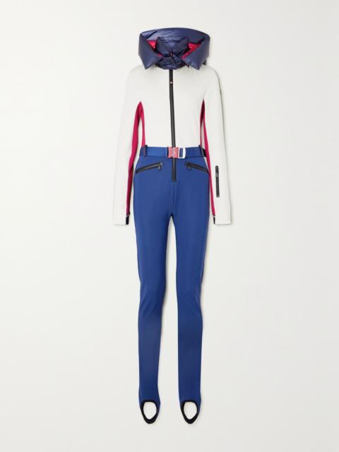 Moncler Grenoble Hooded belted color-block down ski suit White