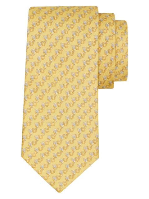 FERRAGAMO Men's Owl Gancio Silk Tie - Giallo