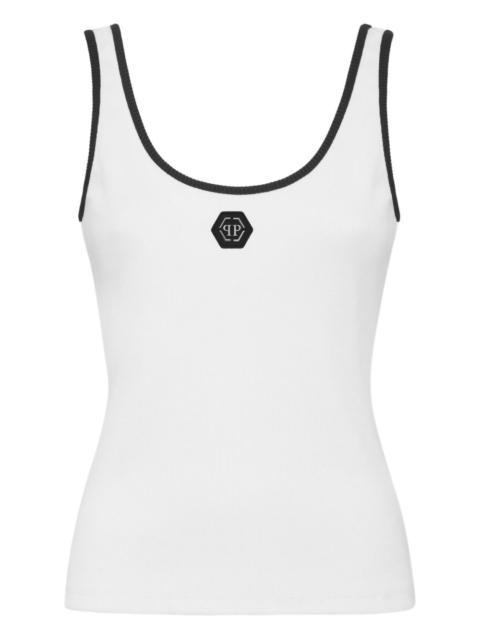 PHILIPP PLEIN ribbed hexagon-logo tank top