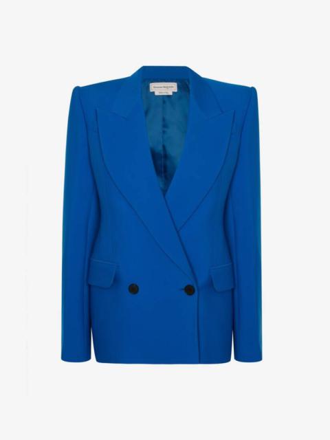 Women's Sartorial Wool Double-breasted Jacket in Galactic Blue