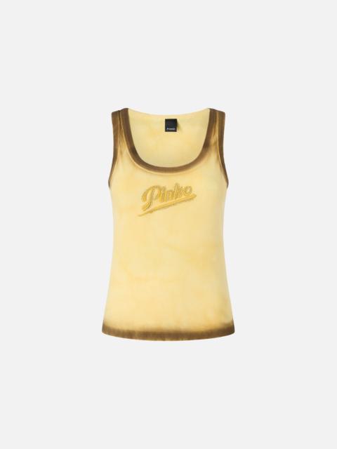 PINKO SPRAY-EFFECT VEST TOP WITH PINKO EMBROIDERY
