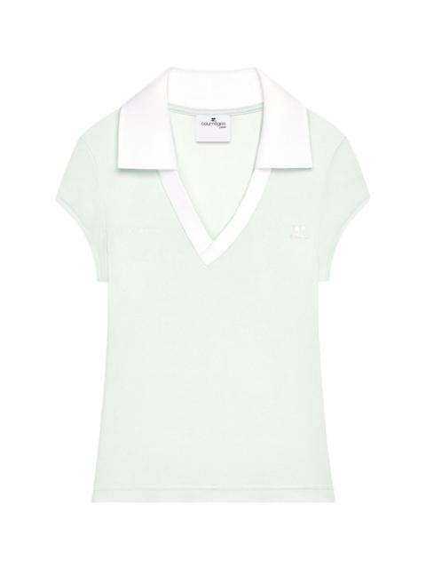courrèges Logo cropped polo shirt