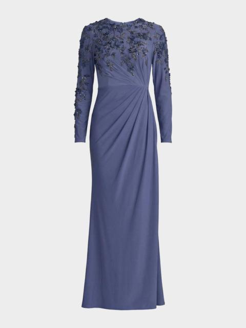 MAC DUGGAL Beaded Jersey Column Gown