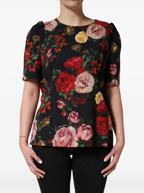 Dolce & Gabbana floral-print frill-detail blouse
