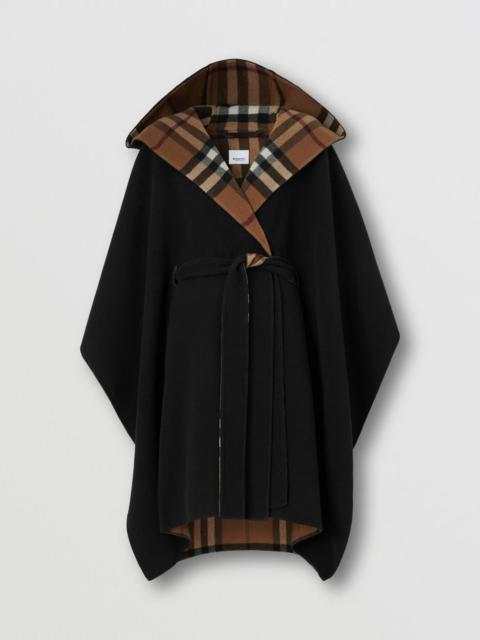 Burberry Reversible Check Wool Hooded Cape