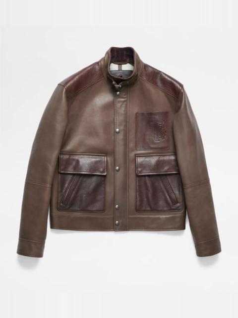 Tod's LEATHER JACKET - BROWN