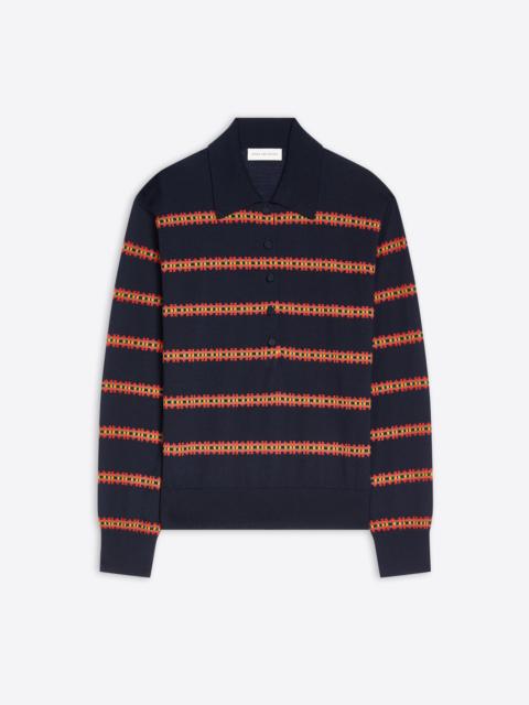 Dries Van Noten STRIPED WOOL POLO