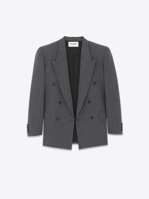 SAINT LAURENT oversized jacket in striped wool flannel