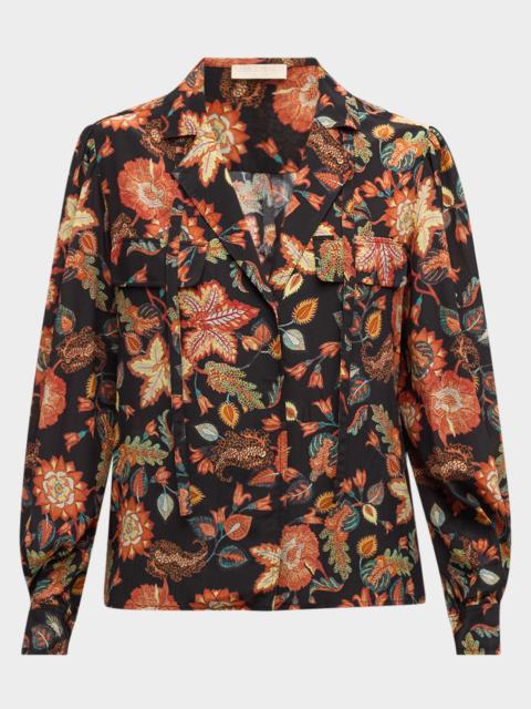 ULLA JOHNSON Florian Floral-Print Silk Blouse