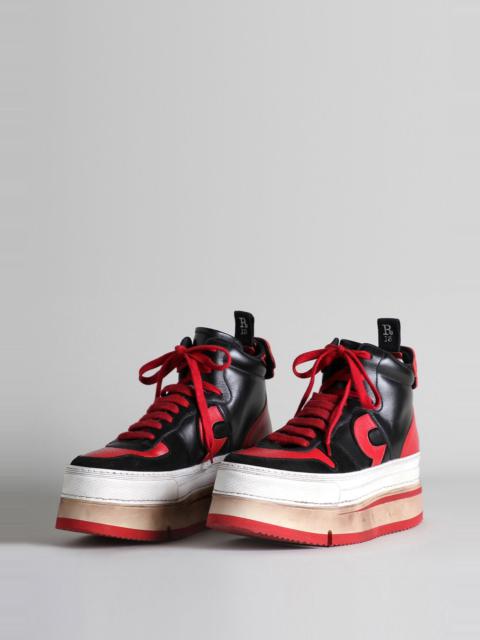 The Riot Leather High Top - Black and Red | R13 Denim Official Site