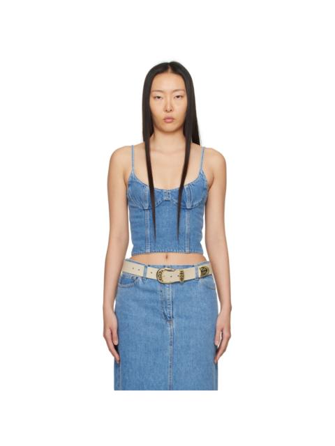 MAGDA BUTRYM Blue Paneled Denim Tank Top