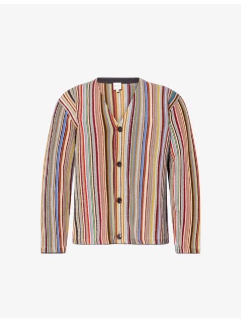 Paul Smith Signature Stripe Wool And Alpaca Cardigan