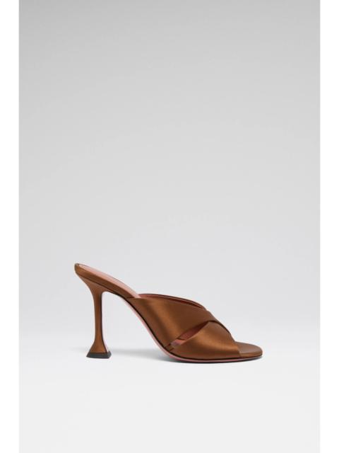 Amina Muaddi SALMA SLIPPER 95 MOCHA SATIN