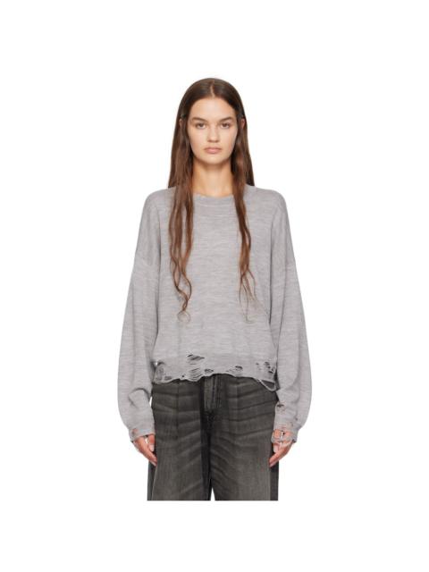 R13 Gray Distressed Sweatshirt