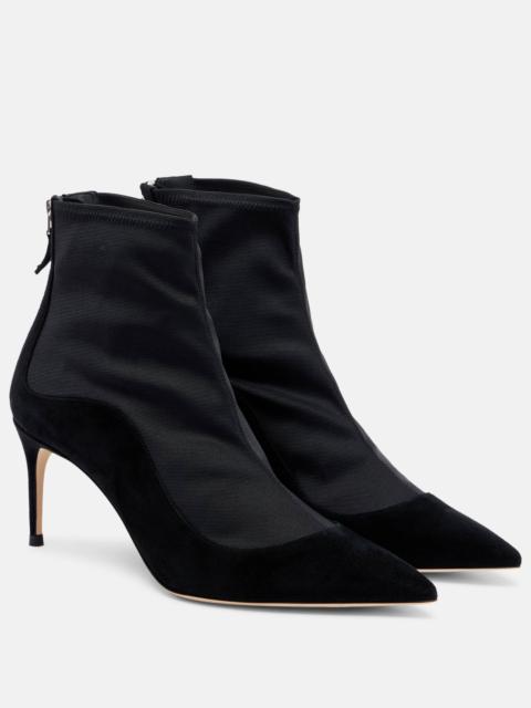 MALONE SOULIERS Elisa 70 suede-trimmed ankle boots