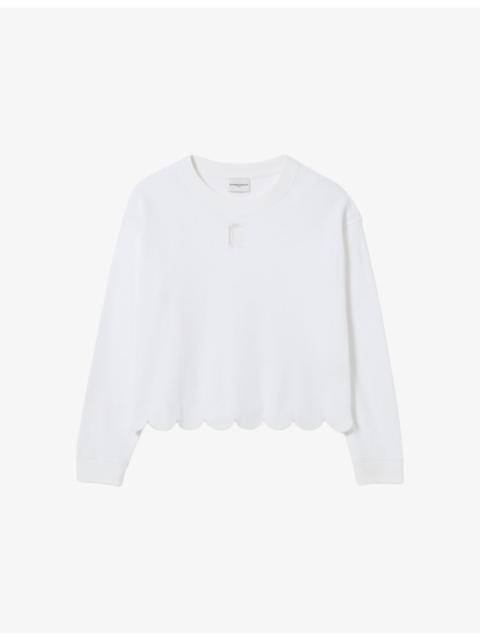 Claudie Pierlot Branded Scalloped-Hem Cotton-Jersey Sweatshirt