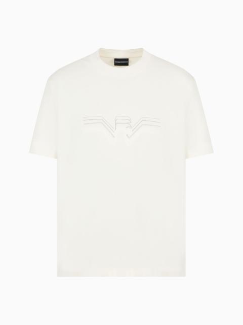 Heavy jersey T-shirt with multi-textured gradient eagle