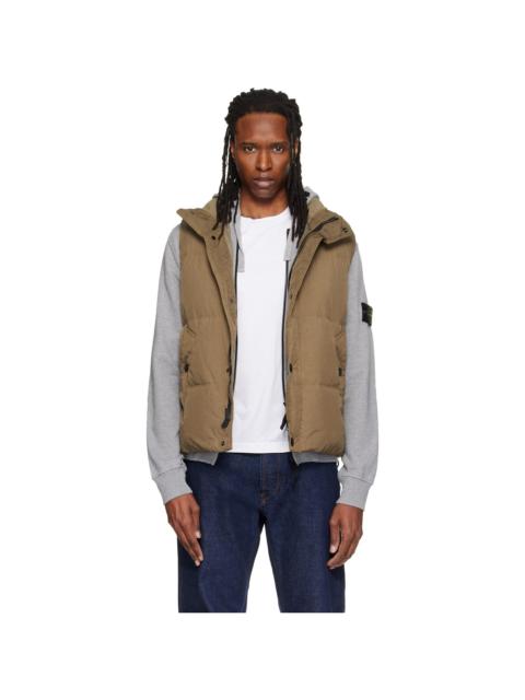 Stone Island Khaki G100010 Crinkled Reps NY Down Vest